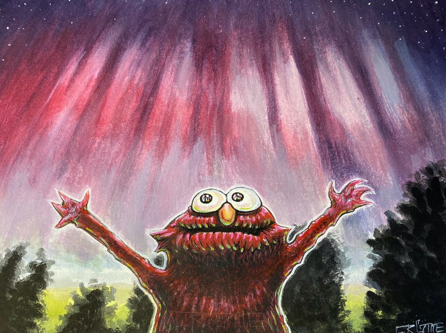 Elmo Loves Aurora Borealis (Prints)