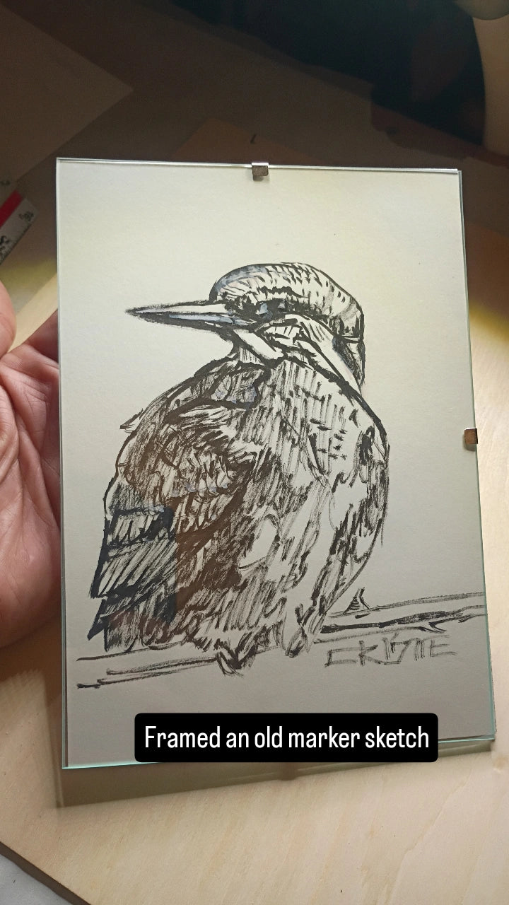 Original Kingfisher Sketch Framed
